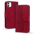 For iPhone 12 mini Business Diamond Buckle Leather Phone Case with Lanyard(Wine Red)