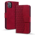 For iPhone 13 Business Diamond Buckle Leather Phone Case with Lanyard(Wine Red)