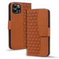 For iPhone 14 Pro Max Business Diamond Buckle Leather Phone Case with Lanyard(Brown)