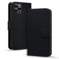 For iPhone 15 Pro Max Business Diamond Buckle Leather Phone Case with Lanyard(Black)