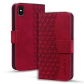 For iPhone XS Max Business Diamond Buckle Leather Phone Case with Lanyard(Wine Red)
