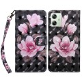For Motorola Moto G54 3D Painted Leather Phone Case(Pink Flower)