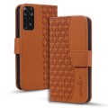 For Xiaomi Redmi Note 11 Business Diamond Buckle Leather Phone Case with Lanyard(Brown)