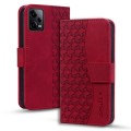For Xiaomi Redmi Note 12 Pro+ 5G Global Business Diamond Buckle Leather Phone Case with Lanyard(Wine