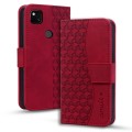 For Google Pixel 4a 4G Business Diamond Buckle Leather Phone Case with Lanyard(Wine Red)