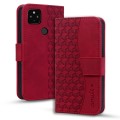 For Google Pixel 4a 5G Business Diamond Buckle Leather Phone Case with Lanyard(Wine Red)