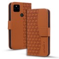 For Google Pixel 5a Business Diamond Buckle Leather Phone Case with Lanyard(Brown)