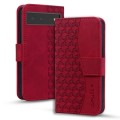 For Google Pixel 6a Business Diamond Buckle Leather Phone Case with Lanyard(Wine Red)