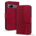 For Google Pixel 7a Business Diamond Buckle Leather Phone Case with Lanyard(Wine Red)