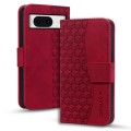 For Google Pixel 8 Business Diamond Buckle Leather Phone Case with Lanyard(Wine Red)