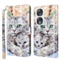 For Honor 90 3D Painted Leather Phone Case(Two Loving Cats)