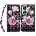 For Honor 90 3D Painted Leather Phone Case(Pink Flower)