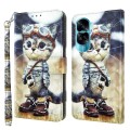 For Honor 90 Lite 3D Painted Leather Phone Case(Naughty Cat)