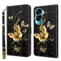 For Honor 90 Lite 3D Painted Leather Phone Case(Golden Swallow Butterfly)