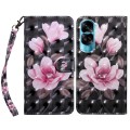 For Honor 90 Lite 3D Painted Leather Phone Case(Pink Flower)