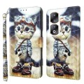 For Honor 90 Pro 3D Painted Leather Phone Case(Naughty Cat)