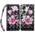 For Honor 90 Pro 3D Painted Leather Phone Case(Pink Flower)