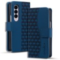 For Samsung Galaxy Z Fold5 Business Diamond Buckle Leather Phone Case with Lanyard(Royal Blue)