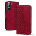 For Samsung Galaxy S22 5G Diamond Buckle Leather Phone Case with Lanyard(Wine Red)