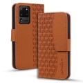 For Samsung Galaxy S20 Ultra 5G Diamond Buckle Leather Phone Case with Lanyard(Brown)