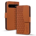 For Samsung Galaxy S10 Diamond Buckle Leather Phone Case with Lanyard(Brown)