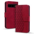 For Samsung Galaxy S10 Diamond Buckle Leather Phone Case with Lanyard(Wine Red)