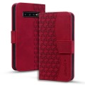 For Samsung Galaxy S10+ Diamond Buckle Leather Phone Case with Lanyard(Wine Red)