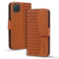 For Samsung Galaxy A12 Diamond Buckle Leather Phone Case with Lanyard(Brown)