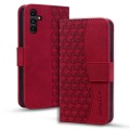 For Samsung Galaxy A13 Diamond Buckle Leather Phone Case with Lanyard(Wine Red)