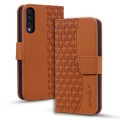 For Samsung Galaxy A50 Diamond Buckle Leather Phone Case with Lanyard(Brown)