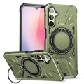 For Samsung Galaxy A24 5G MagSafe Magnetic Shockproof Phone Case with Ring Holder(Dark Green)