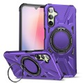 For Samsung Galaxy A24 5G MagSafe Magnetic Shockproof Phone Case with Ring Holder(Purple)