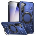 For Samsung Galaxy S24 5G MagSafe Magnetic Shockproof Phone Case with Ring Holder(Navy Blue)