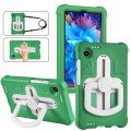 For Samsung Galaxy Tab A9 Shield 360 Rotation Handle EVA Shockproof PC Tablet Case(Green Beige)