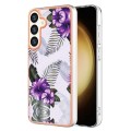 For Samsung Galaxy S24+ 5G Electroplating IMD TPU Phone Case(Purple Flower)