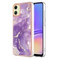 For Samsung Galaxy A05 Electroplating Marble Dual-side IMD Phone Case(Purple 002)