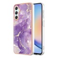 For Samsung Galaxy A25 5G Electroplating Marble Dual-side IMD Phone Case(Purple 002)