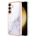 For Samsung Galaxy S24+ 5G Electroplating Marble Dual-side IMD Phone Case(White 006)