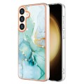 For Samsung Galaxy S24+ 5G Electroplating Marble Dual-side IMD Phone Case(Green 003)