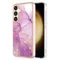 For Samsung Galaxy S24+ 5G Electroplating Marble Dual-side IMD Phone Case(Purple 001)