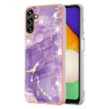 For Samsung Galaxy A35 5G Electroplating Marble Dual-side IMD Phone Case(Purple 002)