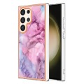 For Samsung Galaxy S24 Ultra 5G Electroplating Marble Dual-side IMD Phone Case(Pink 013)