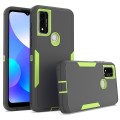 For Motorola G Pure 2021 2 in 1 Magnetic PC + TPU Phone Case(Gray+Fluorescent Green)