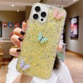 For iPhone 15 Pro Starry Sequin Rhinestones Color Butterflies Epoxy TPU Phone Case(Yellow)