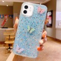 For iPhone 12 Starry Sequin Rhinestones Color Butterflies Epoxy TPU Phone Case(Blue)