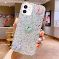 For iPhone 12 Starry Sequin Rhinestones Color Butterflies Epoxy TPU Phone Case(Silver)