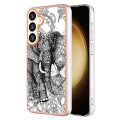 For Samsung Galaxy S24+ 5G Electroplating Marble Dual-side IMD Phone Case(Totem Elephant)