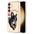 For Samsung Galaxy S24 5G Electroplating Marble Dual-side IMD Phone Case(Lucky Dog)