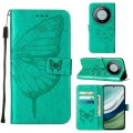 For Huawei Mate 60 Embossed Butterfly Leather Phone Case(Green)