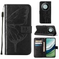 For Huawei Mate 60 Embossed Butterfly Leather Phone Case(Black)